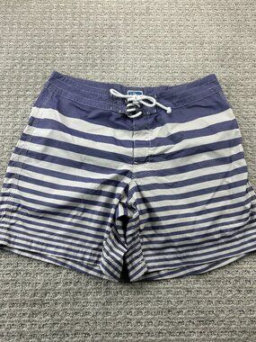 J. Crew Swim Trunks Men 34 Purple White Stripes Bathing Suit Shorts Beach